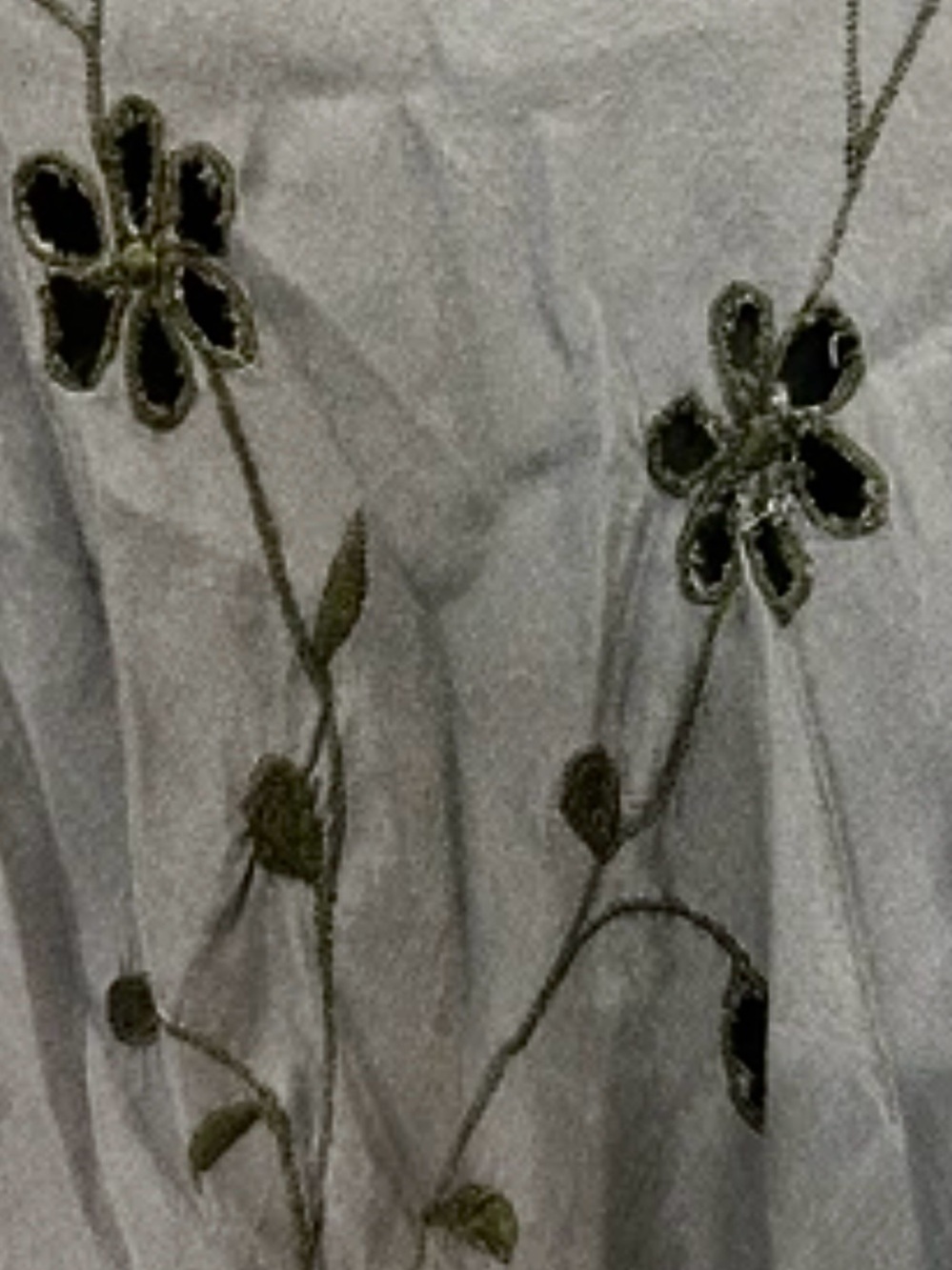 La Redoute Gray Embroidered A-Line Skirt Overlay Tie Detail - Picture 7 of 11